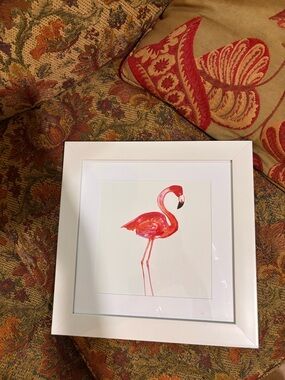Framed Flamingo Watercolor Wall Art - Pink/Coral
